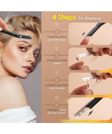 Asenum Eyebrow Razor - 20 Matt Black Blades | Metal Facial Hair Remover for Women | Zinc Alloy Eyebrow & Peach Fuzz Razor (42g) - Buy Online on GoSupps.com