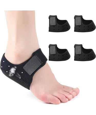 Pinkiou Gel Heel Protectors for Plantar Fasciitis - 4PCS Heel Cups for Foot Pain Relief and Blister Prevention - Black (W 6-11 & M 6-10) - Buy Online on GoSupps.com