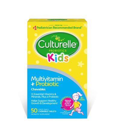 Culturelle Kids Probiotics Multivitamin + Probiotic 3+ Years Natural Fruit Punch 50 Chewable Tablets