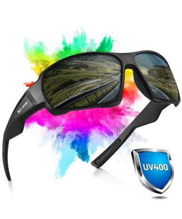 Hongyea bike glasses sports sunglasses for men and women UV400 protection polarized sports glasses tr90 frame windproof for outdoor sports running fishing cycling car ride climbing ski black