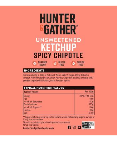 Spicy Chipotle Ketchup Unsweetened 2 x 350g | Keto Paleo Low Carb & Vegan | No Added Sugar or Added Sugar - Buy Online on GoSupps.com