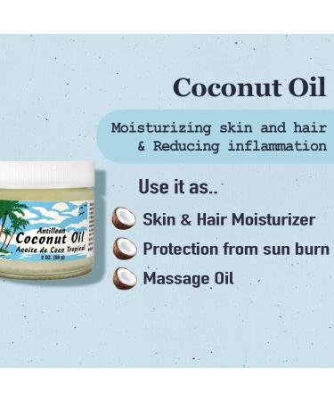 Antillean Coconut Oil 4 oz - Pure Aceite Coco for Healthy Skin & Hair | International Shipping - Buy Online on GoSupps.com
