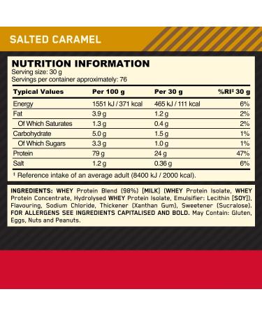 Optimum Nutrition Gold Standard 100% Whey Protein Powder - Salted Caramel 76 Servings 2.28 kg | Muscle Building & Recovery | International Shipping - Buy Online on GoSupps.com