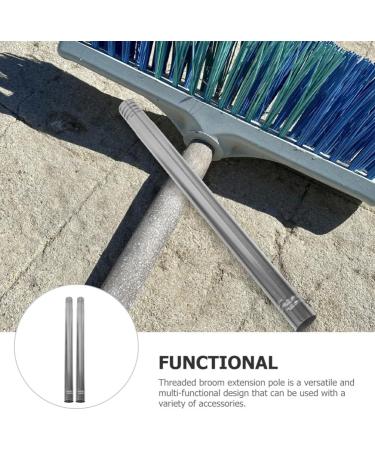 Angoily Stainless Steel Broomstick Replacement - 2 Piece Extension Mop Handle with Threaded Rods - 25mm Diameter - Ideal for Sweeping & Shoveling - Buy Online on GoSupps.com