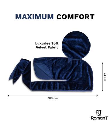 Roman-T Premium Velvet Durag for 360 Waves, Curls & Dreadlocks - Navy - Buy Online on GoSupps.com