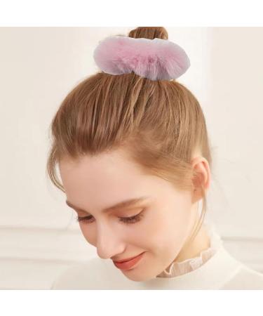 Venrodi Pink Fuzzy Scrunchies Halloween Pom Pom Hair Tie Furry Hair Elastics Bands Faux Fur Fluffy Ponytail Holder Hair Cute Accessories Women Girls - Buy Online on GoSupps.com