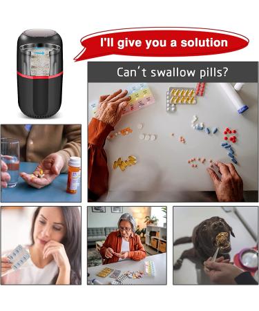 Electric Pill Crusher Grinder - Crush Medication and Vitamins to Fine Powder with Stainless Steel Blades - Buy Online on GoSupps.com