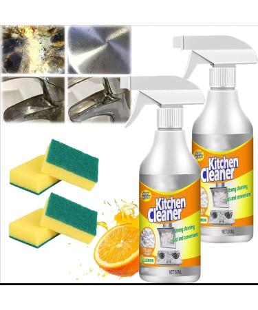 Kitchen foam cleaner - easy to remove grease and oil stains on kitchen appliances and floors (1 2 bottle) 2 Bottle 1