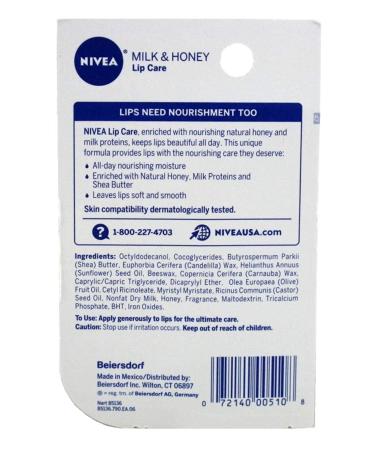 NIVEA A Kiss of Milk & Honey Lip Care 0.17 oz - Pack of 10 | Natural Defense & Soothing Formula for Soft Lips - Buy Online on GoSupps.com
