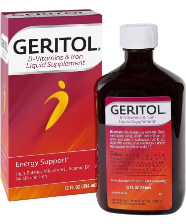 Geritol Liquid Vitamin & Iron Supplement - High-Potency B-Vitamins & Iron for Energy Support - Pleasant Taste, Easy to Swallow - Non-GMO - 12 Fl Oz - Buy Online on GoSupps.com