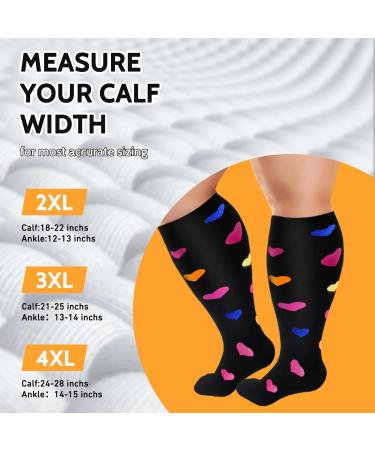 3 Pairs Plus Size Compression Socks 20-30 mmHg for Wide Calf - 3XL 3PCS Purple Black Blue - Buy Online on GoSupps.com