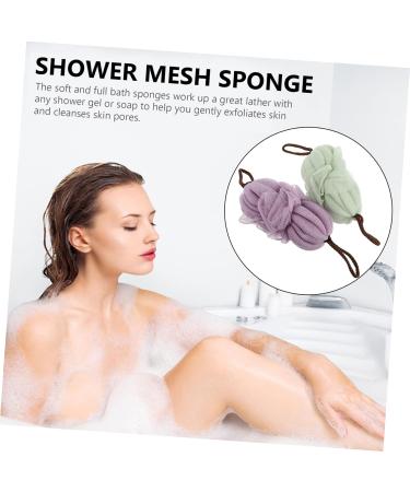 Angoily 2pcs Bath Ball Back Strip - Exfoliating Shower Sponge & Massage Pouf | Elastic Mesh Accessories for Ultimate Relaxation - Buy Online on GoSupps.com
