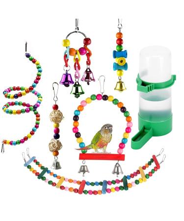 QIODAZOO Parrot Toys Bird Toy 7 Packs Birdcage Swings Bird Feeder Chewing Hanging for Conures Cockatiels Budgie Lovely Birds