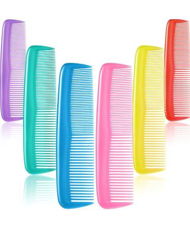 12 Pieces Colorful Hair Combs Set for Kids Women Men Colorful Plastic Fine Dressing Comb (Yellow, Purple, Green, Blue, Red, Pink)