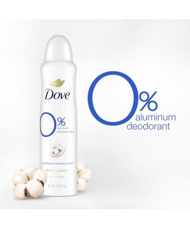 Dove 0% Aluminum Deodorant Dry Spray Cotton Flower & Sandalwood 3 Count for 48-Hour Protection Aluminum Free 4 oz Cotton Flower and Sandalwood 4 Ounce (Pack of 3) - Buy Online on GoSupps.com