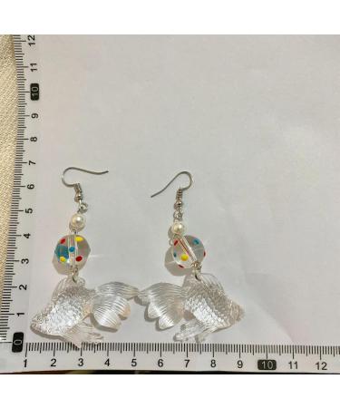 Feylie Goldfish Dangling Earrings - Trendy Cute Drop Earrings in Acrylic for Students & Office Professionals - Buy Online on GoSupps.com