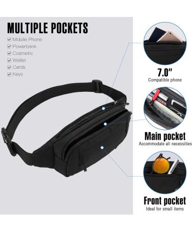 Waterfly Waterproof Hip Pocket Belt - Stylish Unisex Fanny Pack for Outdoor Travel Hiking & Dog Training - Black Nylon Bum Bag - Buy Online on GoSupps.com