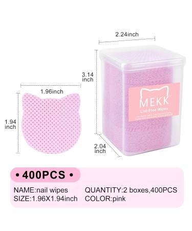 MEKK Lint Free Nail Wipes - 400PCS Cat Shape Remover Pads for Nail Polish & Lash Extensions | Super Absorbent Non-Woven Fabric - Pink - Buy Online on GoSupps.com