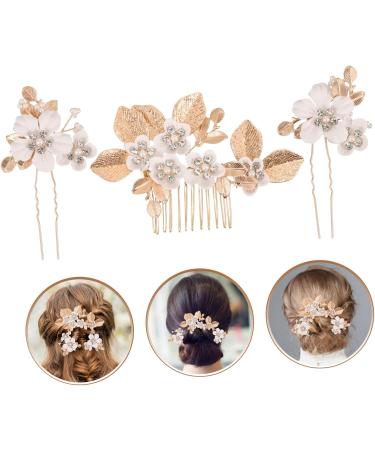 HONMEET 1 Set Leaves and Flowers Hair Comb Decorative Hair Clips Headgear Decorative Hair Combs Tiara Suits for Women Hair Accessories Wedding Hair Pins Hair Holder Zinc Alloy - Buy Online on GoSupps.com
