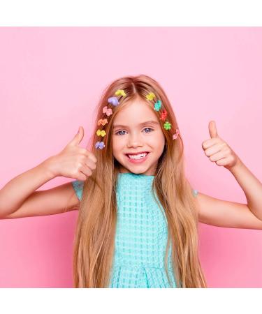 100 Pieces Girls Colorful Hair Barrettes - Self Hinge Hair Clips with Cartoon Designs (Bow, Flower, Heart) for Toddlers - Buy Online on GoSupps.com