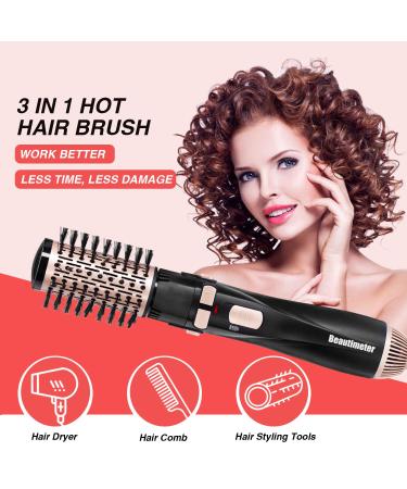 BEAUTIMETER 1200W Hot Air Spin Brush Kit - 3-in-1 Hair Dryer & Styler - Negative Ionic Hair Care - Black & Gold - Buy Online on GoSupps.com