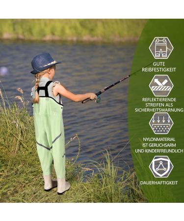 Buy Ieilulu Children's Fishing Waders - Waterproof Adjustable Straps Breast Pocket Slipproof Boots - Perfect for Adolescent Kids - Size 29 Green - Buy Online on GoSupps.com