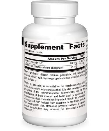 Source Naturals B-1 Thiamin 100mg - 100 Tablets for Energy & Vitality - Buy Online on GoSupps.com
