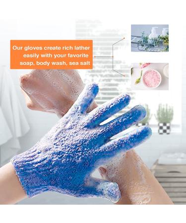 Lake Blue Exfoliating Bath Gloves - 2 Pack Rubbing Towel for Back Decontamination - Buy Online on GoSupps.com