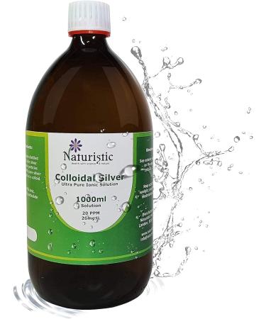 Naturistic Health Premium Colloidal Silver Water 20 PPM 1000ml - Small Particle Size for Optimal Results - 100% Natural Immune Support - Buy Online on GoSupps.com