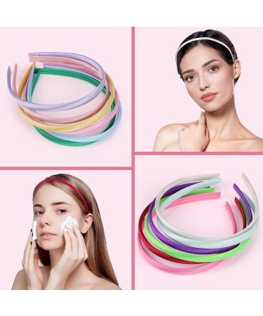 XunYee 100-Piece Thin Satin Covered Headbands for Girls and Women - 0.4 Inch Width, DIY Hairbands in 40 Colors - Buy Online on GoSupps.com