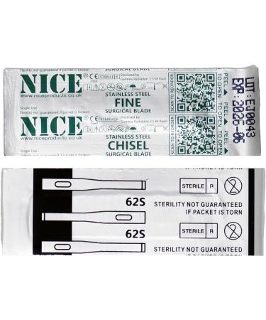 25 x NICE FINE 62S Sterile Stainless Steel Chisel Blades FS62S for Podiatry and Chiropody - Buy Online on GoSupps.com