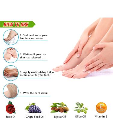 Moisturizing Gel Heel Socks - 2 Pairs Toeless Spa Socks for Cracked Heel Treatment & Dry Feet Care for Men & Women - Buy Online on GoSupps.com