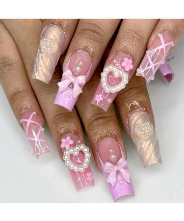 Nayyana Loop Nail Plug Stones - 3D Crystal Nail Trailer Set for DIY Nail Art & Decoration - Pink Acrylic Rhinestones - Buy Online on GoSupps.com