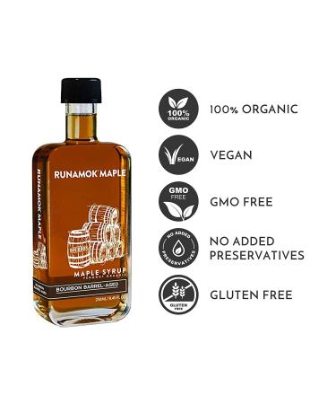 Runamok Maple Bourbon Barrel Aged Maple Syrup Authentic Vermont Sweetener for Cocktails, Cheese, Pancakes 8.45 Fl Oz - Buy Online on GoSupps.com