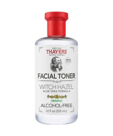 THAYERS Alcohol-Free Original Witch Hazel Facial Toner with Aloe Vera Formula, 12 oz Original 12 Fl Oz (Pack of 1)