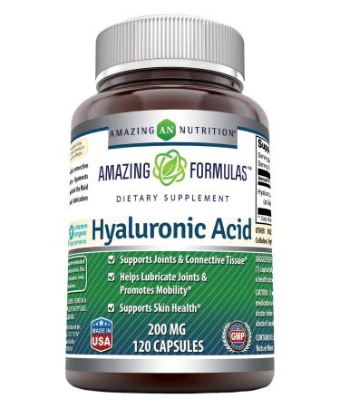 Amazing Formulas Hyaluronic Acid Capsules Supplement- Support Healthy Connective Tissue and Joints - Promote Youthful Healthy Skin (200 mg, 120 Count)