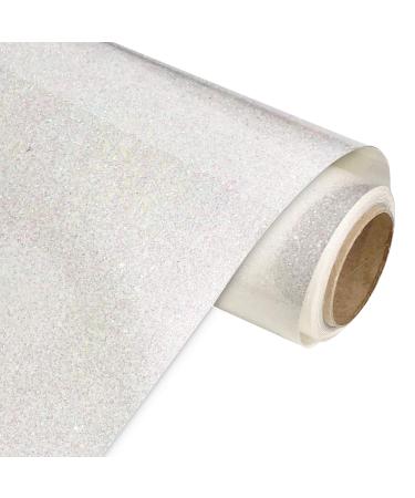 KISSWILL White Glitter Heat Transfer Vinyl  10 X 6 Feet Glitter Iron on Vinyl Rolls for T-Shirts DIY  Easy Cut and Weed Glitter Vinyl White 10 Inch x 6 Feet