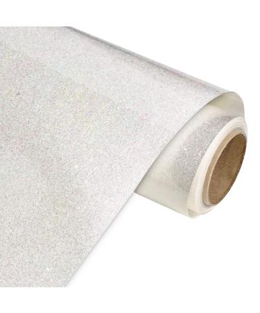 KISSWILL White Glitter Heat Transfer Vinyl 10 X 6 Feet Glitter Iron on Vinyl  Rolls for T-Shirts DIY Easy Cut and Weed Glitter Vinyl White 10 Inch x 6  Feet