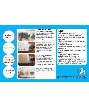 Craftables Black Flocked HTV Craft Vinyl - 5 Sheets - Heat Transfer Vinyl for Cricut & Silhouette Cameo - 12 x 9.8 - Buy Online on GoSupps.com