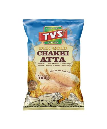 TVS Desi Gold Chakki Atta 10kg - A Wholesome Blend for Authentic Delight | Premium Wheat Flour | Ideal for soft rotis fluffy chapatis or wholesome parathas 10.00 kg (Pack of 1)