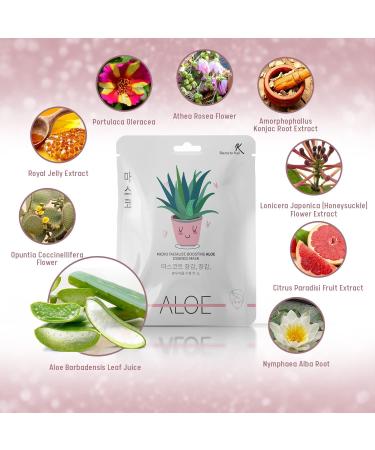 BeautyKei 5pcs Korean Face Mask Set - Aloe Vera Mask + Snail Jelly Essence Mask + Royal Jelly Essence + Mango Mask Sheet + Q10 Mask - Buy Online on GoSupps.com