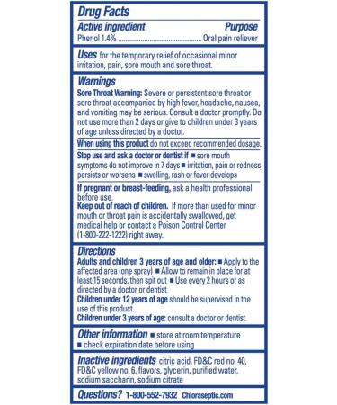 Chloraseptic Sugar Free Citrus Sore Throat Spray - 6 Ounce - Buy Online on GoSupps.com