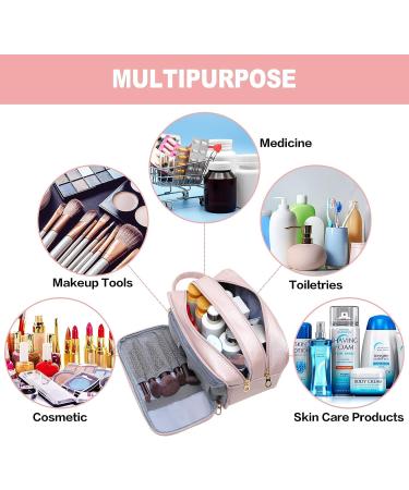 BAIMAY Travel Makeup Bag - Water Resistant Eco Leather Toiletry Bag for Women - Pink, Perfect for Full Size Toiletries - Ideal Easter & Birthday Gift - Buy Online on GoSupps.com