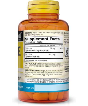 Mason Natural L-Lysine 500 mg with Calcium - Boost Immune Function & Nutrient Absorption - 100 Tablets - Premium Essential Amino Acid - Buy Online on GoSupps.com
