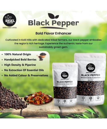 Rigel Spices Black Pepper Whole 100g | 3.5 oz | Sourced from Kolli Hills - Buy Online on GoSupps.com