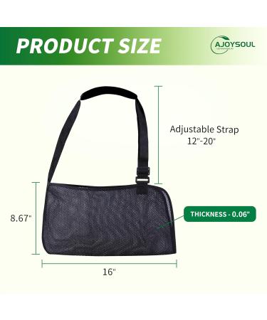 Arm Support Sling for Elbow Wrist & Shoulder Injuries - Lightweight Adjustable Arm Sling for Men & Women - Large Black - Buy Online on GoSupps.com