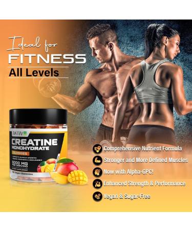 Creatine Monohydrate Gummies 5000mg of Creatine Per Serving with Alpha-GPC & Taurine Mango Flavor Enhance Brain Function Muscle Growth Support Pre Workout Gummies for Men and Women - 120pcs Mango 120 Count (Pack of 1) - Buy Online on GoSupps.com