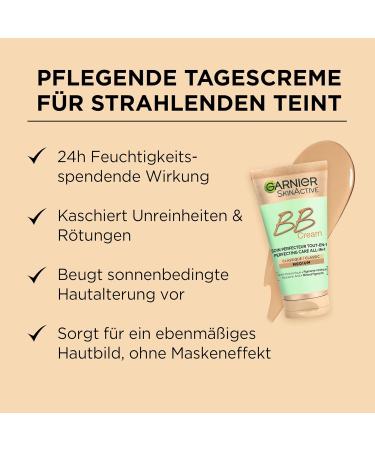 Garnier SkinActive BB Cream - All-in-One Day Care with Hyaluronic Acid & Aloe Vera | Medium 50ml (Pack of 3) - Hides Skin Imperfections & SPF 15 - Buy Online on GoSupps.com