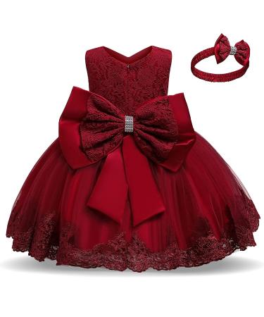 TTYAOVO Baby Wedding Pageant Baptism Christening Tutu Gown Girls Princess Dress 12-24 Months 648 Red