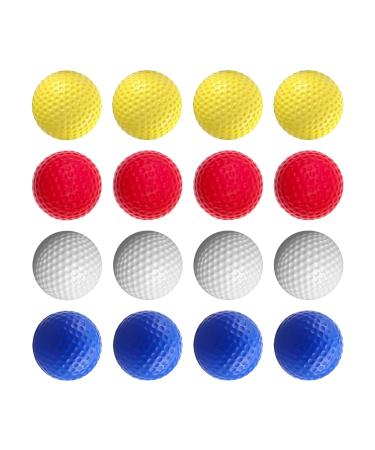 Practice Golf Ball - 16 Pcs Colored Foam Golf Training Ball with Realistic Feel and Limited Flight for Indoor Outdoor Backyard Kids, with Resealable Bag, 4 Color